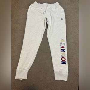 Champion Reverse Weave Men’s Old English Spellout Jogging Pants Gray Large